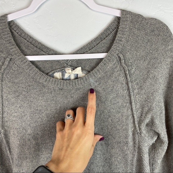 Anthropologie Moth Plaid Flannel Back Cashmere Blend Pullover Sweater Sz X-Small - Picture 10 of 12